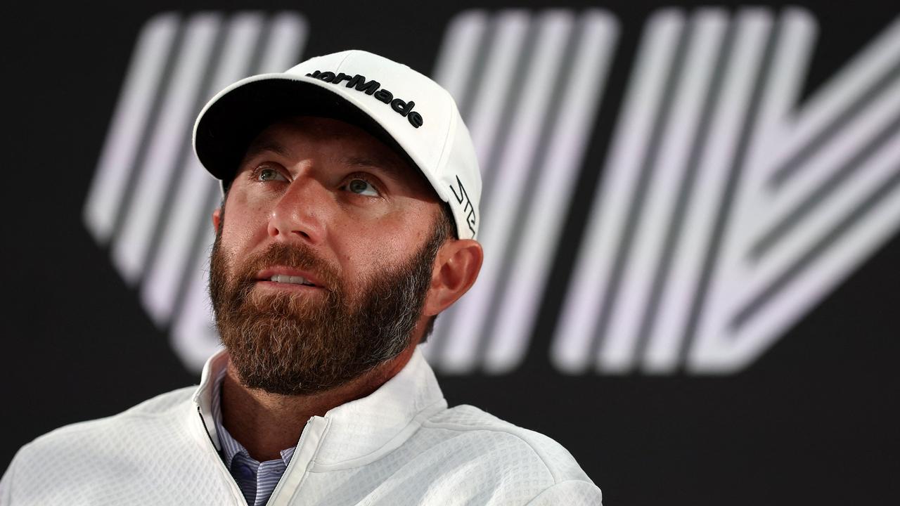 US golfer Dustin Johnson attends a press conference ahead of the forthcoming LIV Golf Invitational Series event at The Centurion Club in St Albans, north of London, on June 7, 2022. - Former world number one golfer Dustin Johnson confirmed on Tuesday he has resigned his membership of the US PGA Tour to play in the breakaway LIV Golf Invitational Series. The decision effectively rules the American two-time major winner out of participating in the Ryder Cup, which pits the United States against Europe every two years. Six-time major winner Phil Mickelson confirmed on Monday he had also signed up to play in the inaugural LIV event in a major coup for the organisers. (Photo by ADRIAN DENNIS / AFP)