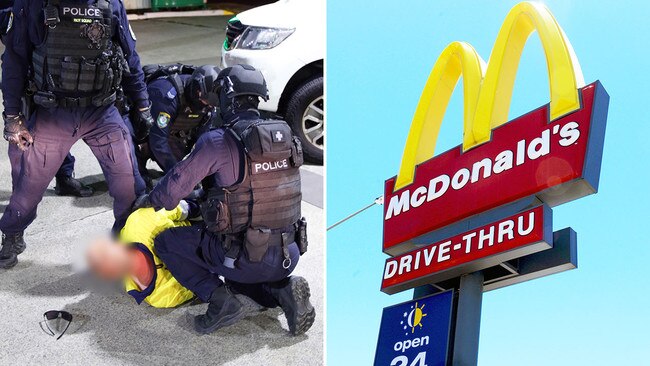 A couple has been arrested after an incident at a McDonald's carpark led to a bomb allegedly being planted under a car. Picture: NSW Police/Phil Williams