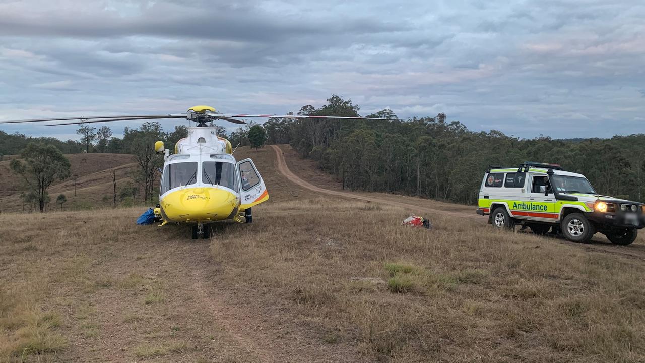 RACQ LifeFlight on the scene of a rural motorbike crash on July 6, 2023.