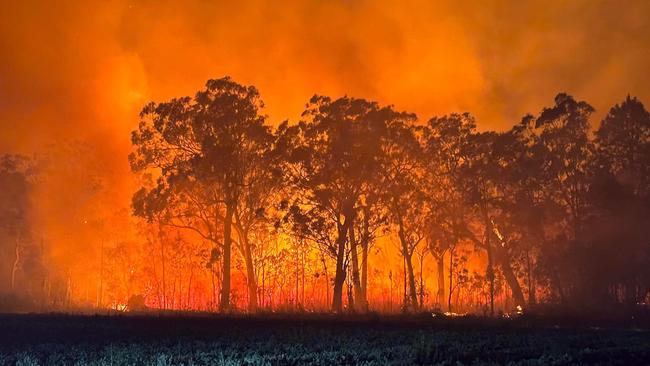 A blaze in Beerwah, which started at the weekend, has burnt about 380ha. Picture: Landsborough Rural Fire Brigade