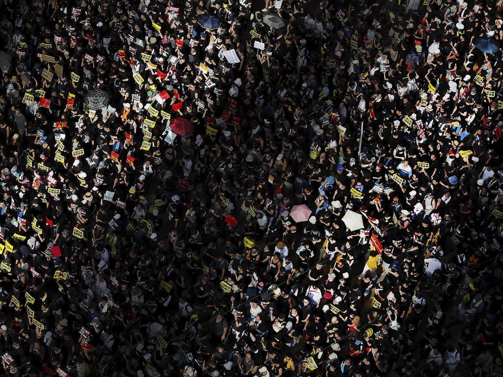 The rally on Monday saw thousands of young protesters descend upon the government building. Picture: AP Photo/Kin Cheung