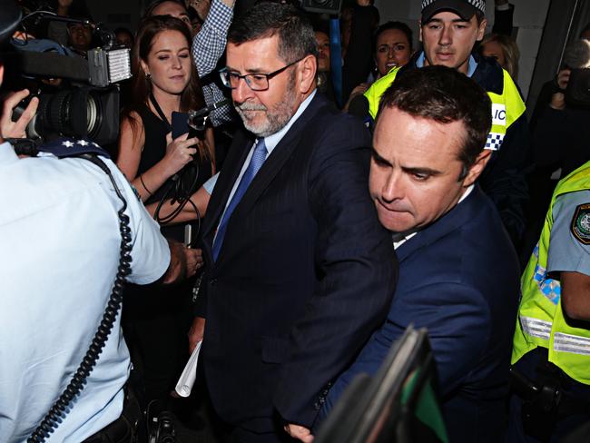 A Current Affair Journalist Ben McCormack leaving Redfern police station after being charged. Picture: Adam Yip