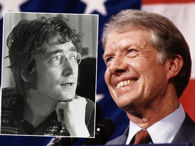 Jimmy Carter, right, and Imagine singer John Lennon, left. Pictures: News Corp