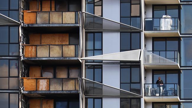 The Lacross building in Docklands, where flammable cladding was used, suffered serious damage in an out-of-control fire. Picture: Aaron Francis