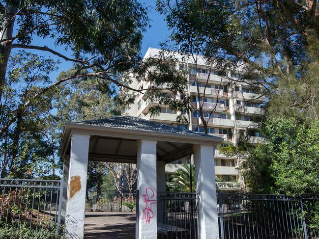 Photo of Sydney suburb, Telopea on Thursday 13th May 2021.Public housing Ãthree sisters and telopea shops.Telopea and shops before it is bulldozed for the State Government's 4700-home overhual next to the Parramatta Light Rail.