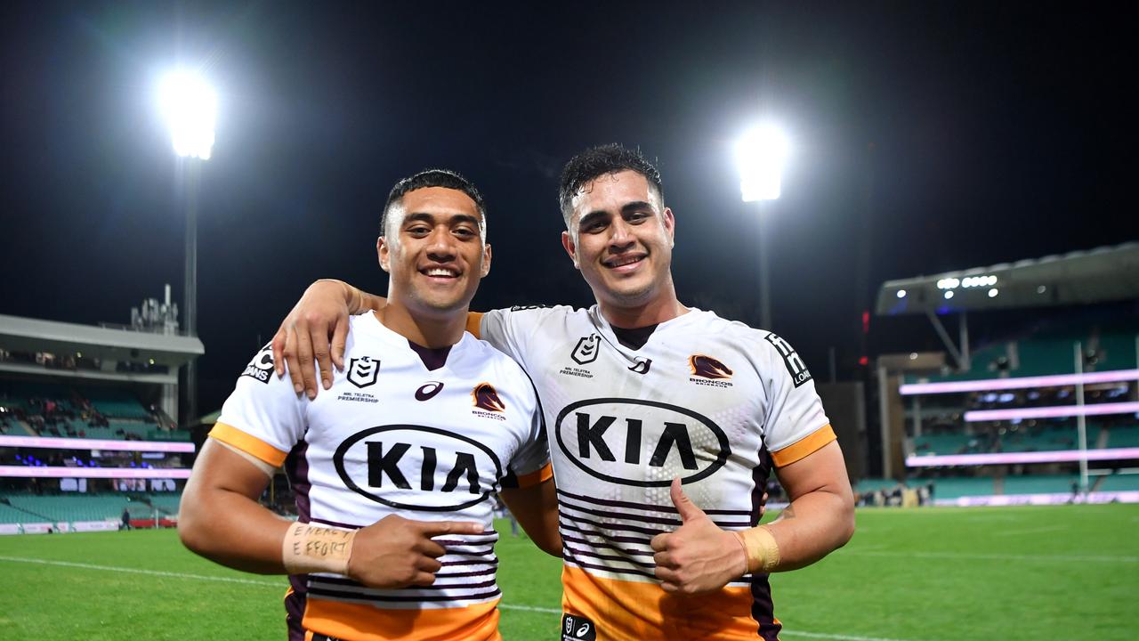 Rookies TC Robati (left) and Keenan Palasia (right) have made an impression in their first year of first grade. Picture: NRL Photos