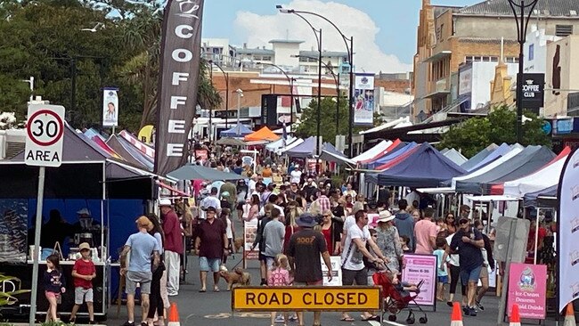 The Redcliffe Market was packed on Sunday. It was the first time the market had been open in five weeks due to COVID-19. Picture: Supplied