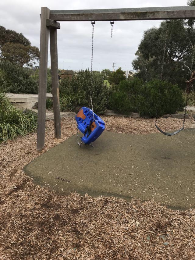 A broken swing in Clifton Hill. Picture: Snap Send Solve