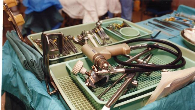 Medical and surgical equipment on trolley ready for use.