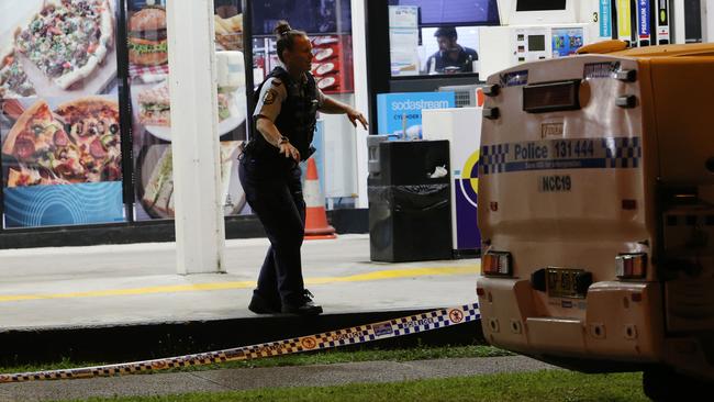 The scene of the stabbing at the Metro Service Station on Sandgate Road, Shortland. Picture by Peter Lorimer.