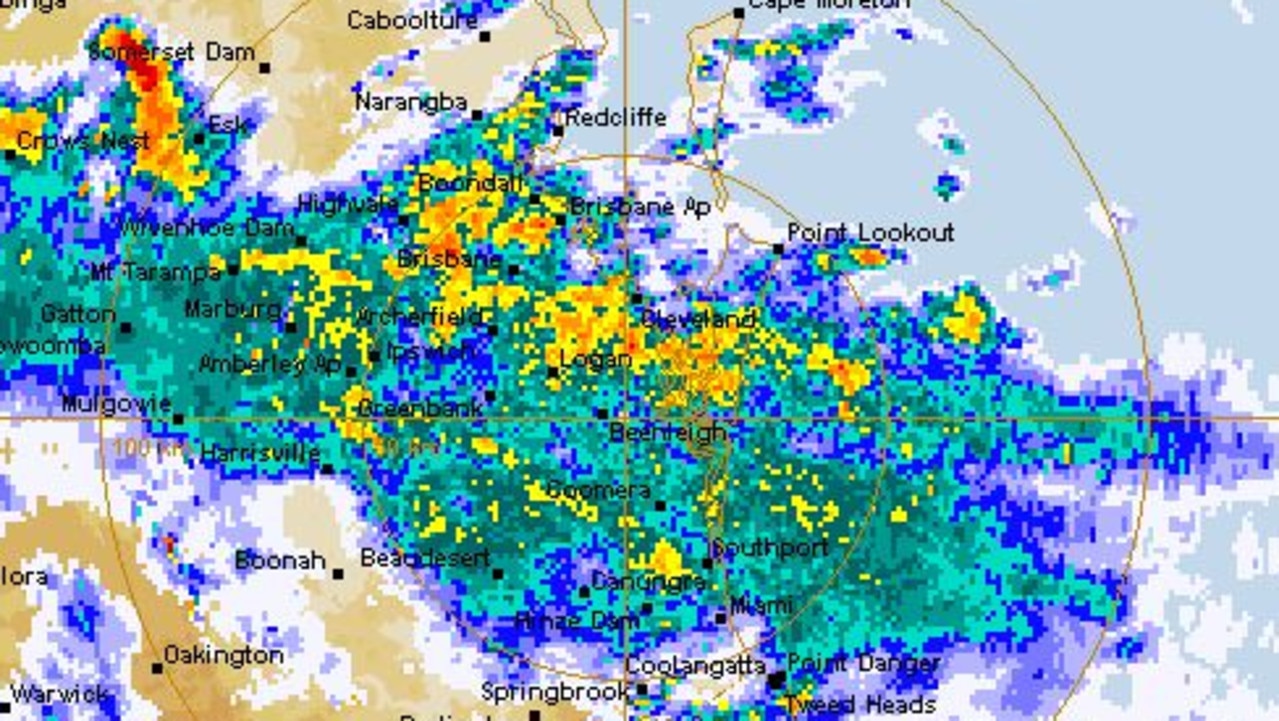 A weather system over Brisbane at 5am today. Picture: BOM