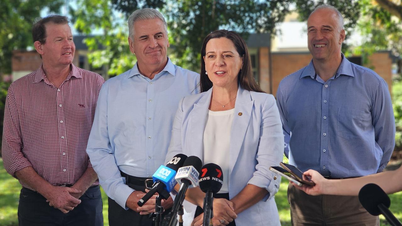 Mirani MP Glen Kelly, Mines Minister Dale Last, Attorney-General Deb Fricklinton and Mackay MP Nigel Dalton in Mackay to announce the newly instated mining and resources coroner that will be based in Mackay. Picture: Janessa Ekert