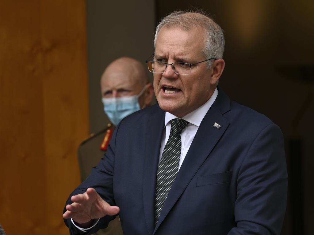 Prime Minister Scott Morrison in February 2020 declared the novel coronavirus would become a pandemic. Picture: NCA NewsWire / Martin Ollman