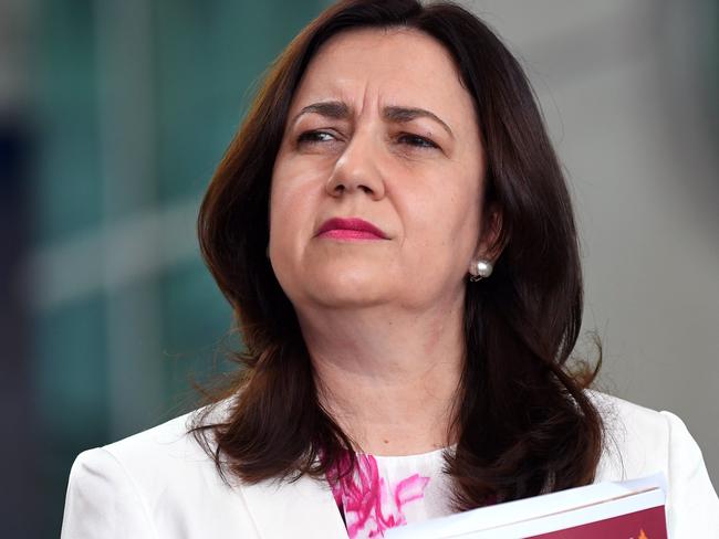 BRISBANE, AUSTRALIA - NewsWire Photos - OCTOBER 11, 2020.Queensland Premier Annastacia Palaszczuk looks on during a press conference as she visits to Royal Brisbane and Women's Hospital (RBWH), during her re-election campaign. Ms Palaszczuk announced funding for additional nursing staff positions should Labor win government on October 31. Picture: NCA NewsWire / Dan Peled