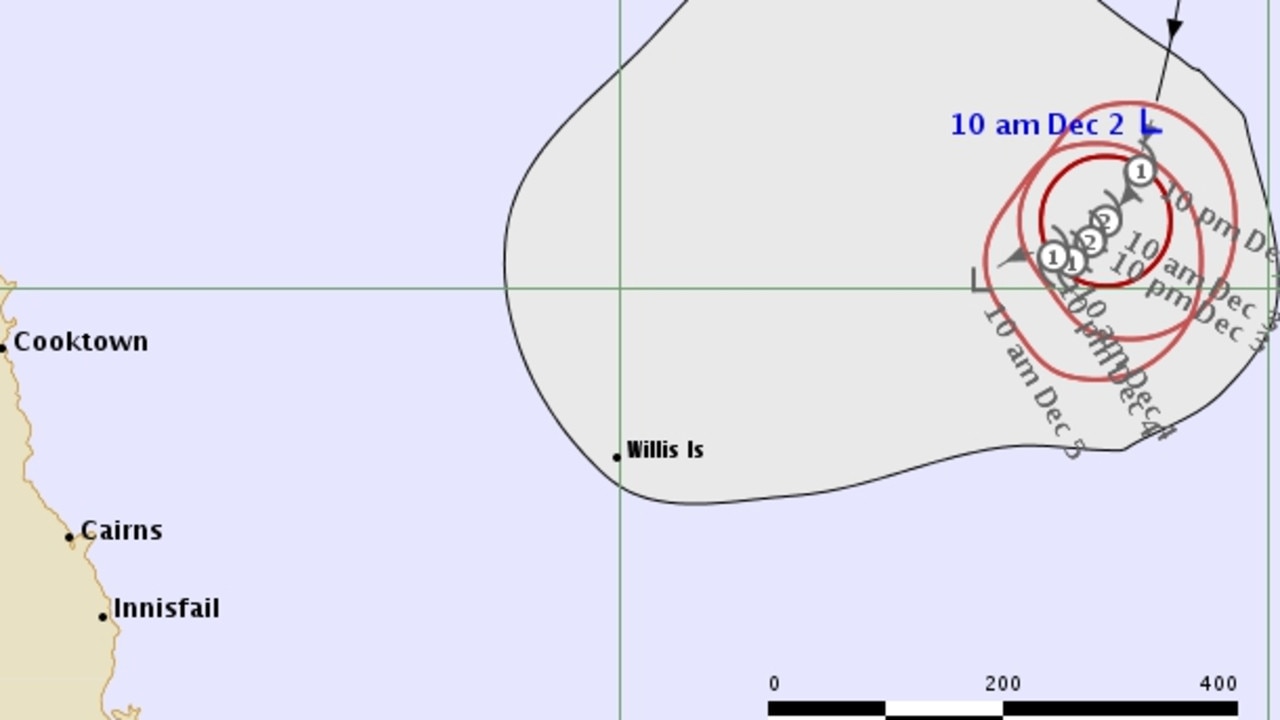 A tropical low in the Coral Sea is expected to develop into a cyclone over the coming hours. PICTURE: SUPPLIED/BOM