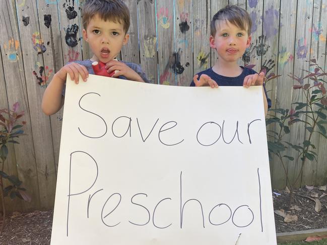 Harry Bruty and River Caplice campaign to save Waterford Preschool at Waverley College.