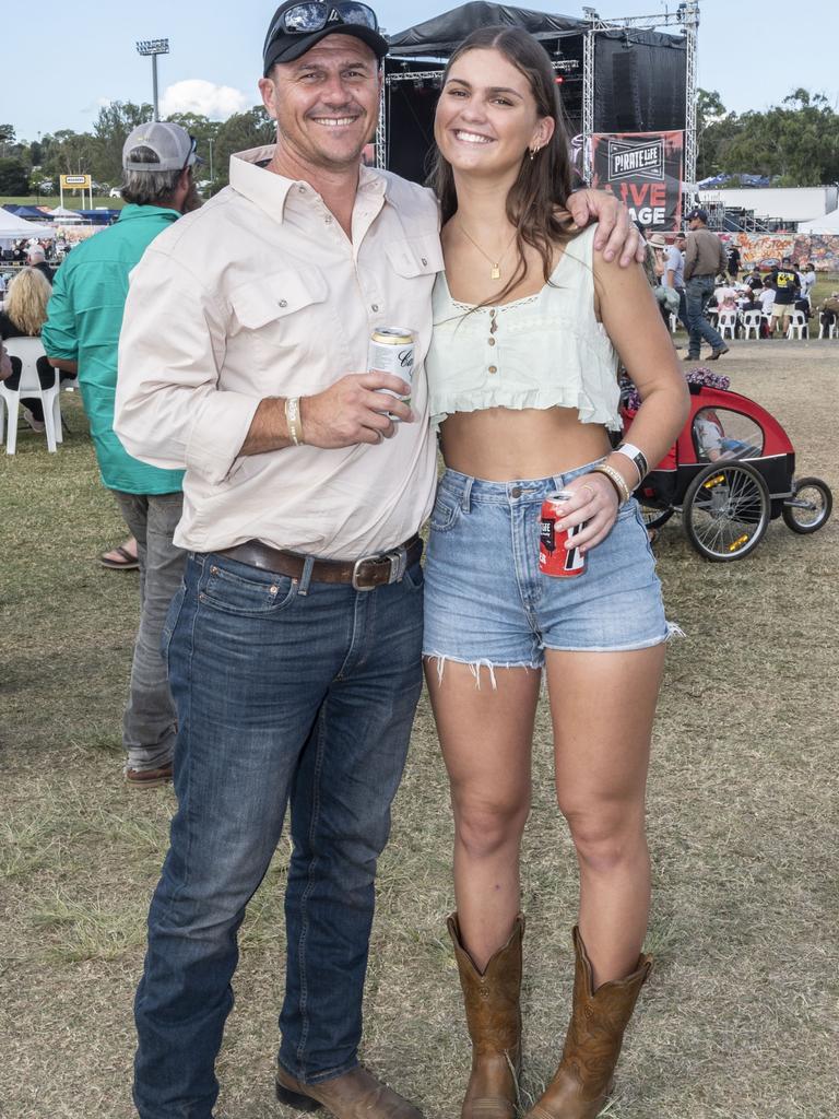 Mark Darcy with his daughter Ebony Darcy. Meatstock 2023 at Toowoomba Showgrounds. Friday, April 14, 2023. Picture: Nev Madsen.