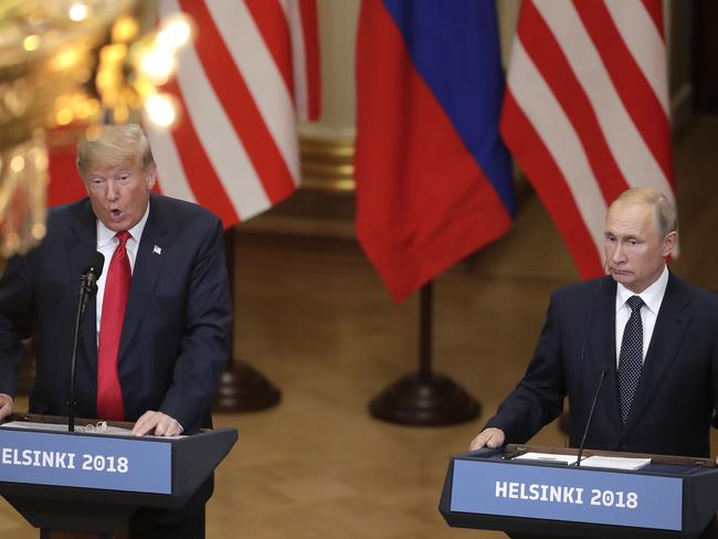 Mr Trump said he and Mr Putin had spoken at length about alleged Russian meddling. Pic: AP