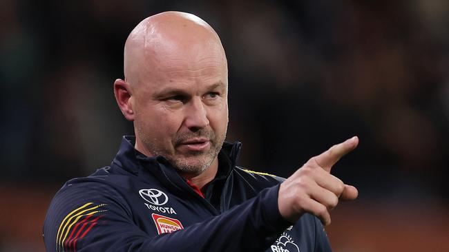 ADELAIDE, AUSTRALIA - JUNE 15: Matthew Nicks, Senior Coach of the Crows during the 2024 AFL Round 14 match between the Adelaide Crows and the Sydney Swans at Adelaide Oval on June 15, 2024 in Adelaide, Australia. (Photo by James Elsby/AFL Photos via Getty Images)