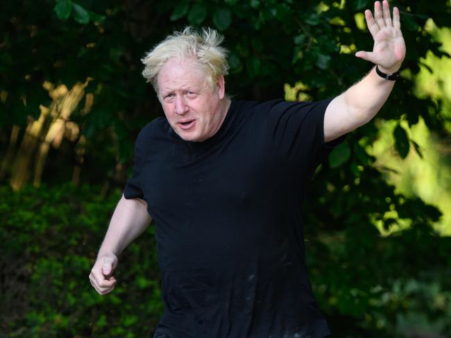 BRIGHTWELL-CUM-SOTWELL, OXFORDSHIRE - JUNE 15: Former British Prime Minister Boris Johnson is seen on his morning run on June 15, 2023 in Brightwell-cum-Sotwell, England. The Privileges Committee has been investigating whether Boris Johnson misled parliament over breaches of lockdown rules in Downing Street during the Covid-19 pandemic. (Photo by Leon Neal/Getty Images) *** BESTPIX ***