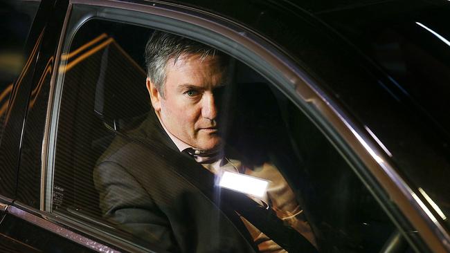 Collingwood president Eddie McGuire leaves the club’s headquarters after fronting the board. Picture: Ian Currie