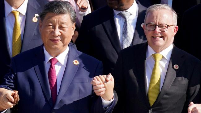 Chinese President Xi Jinping and Anthony Albanese at the G20 in 2024. Picture: Getty Images