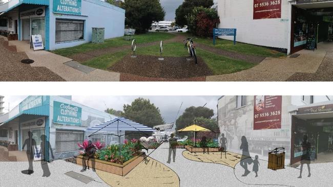 Renders of what before and after the Griffith Street revitalisation stage 2 project is complete. Photo: Supplied