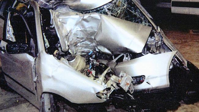 The gutted car after the crash.