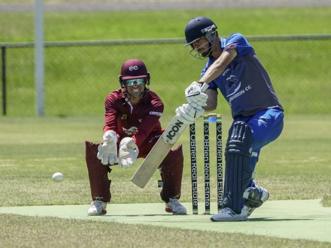 Langwarrin’s Matt Prosser on his way to 646 runs, at 49.69, this season. Picture: Valeriu Campan