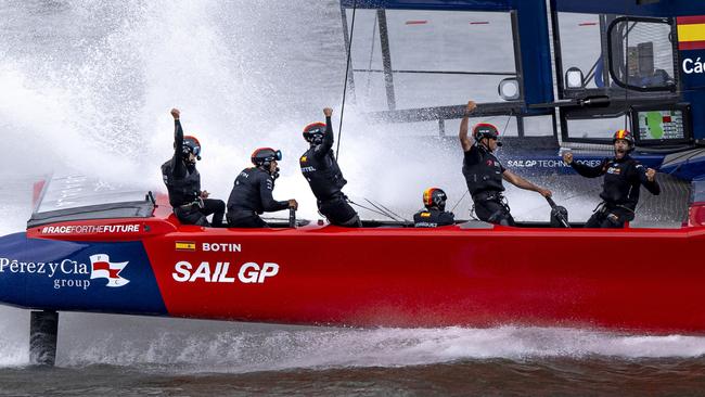 Spain celebrate their win.