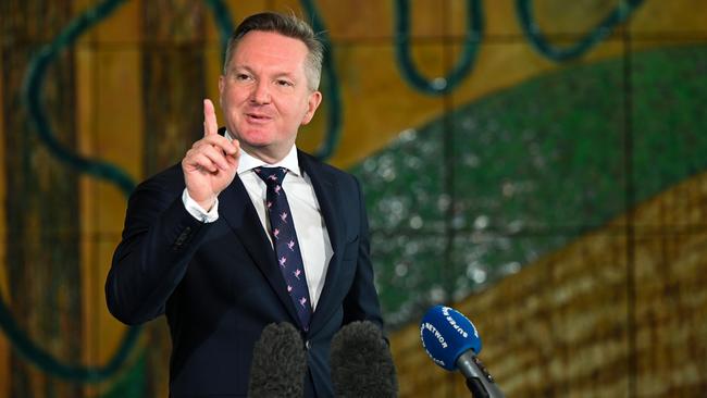 Australian Energy Minister Chris Bowen speaks to the media during a press conference at Parliament House in Canberra.