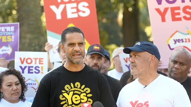 Former AFL player Michael O'Loughlin said the Yes vote would bring a better future. Picture: NCA NewsWire / Jeremy Piper