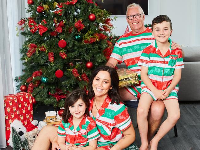 Sophie Cachia with her dad Robert Shaw, and her kids Florence and Bobby Cachia. Pic: Fi Storey