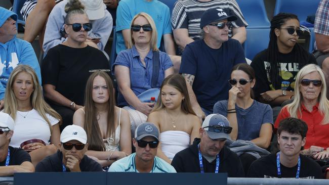 Hewitt’s family – including parents Lleyton and Bec, were in the crowd. Picture: Michael Klein