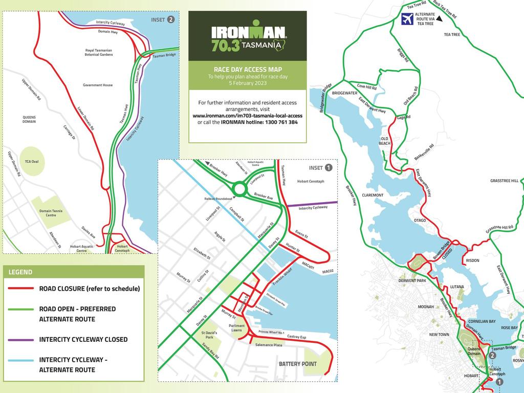 Ironman 70.3 Tasmania Road closures across Greater Hobart MAP The