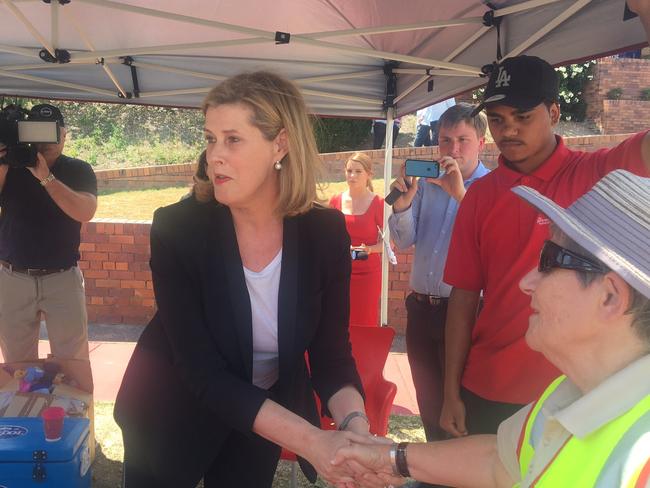 Ms Thomas shook hands with staff and visitors as she paid tribute to the dead. Picture: Ed Jackson/AAP