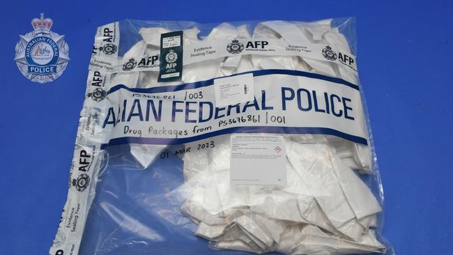 Drug packages found by the Australian Border Force in February 2023. Picture: AFP