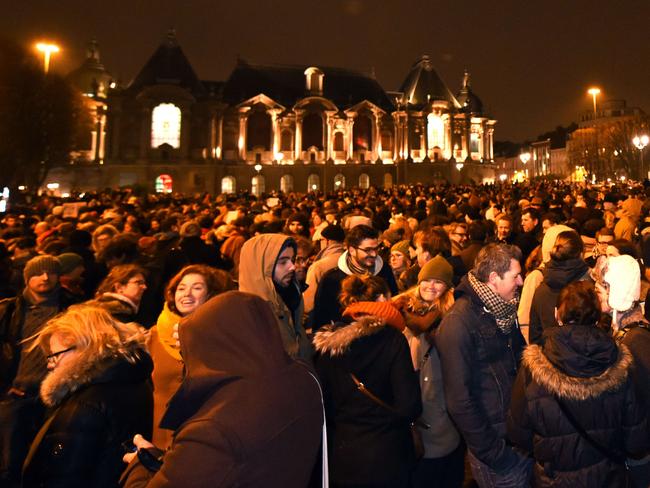 Peaceful rally ... thousands gather in front of the prefecture in Lille, northern France. Picture: AFP/ Denis Charlet