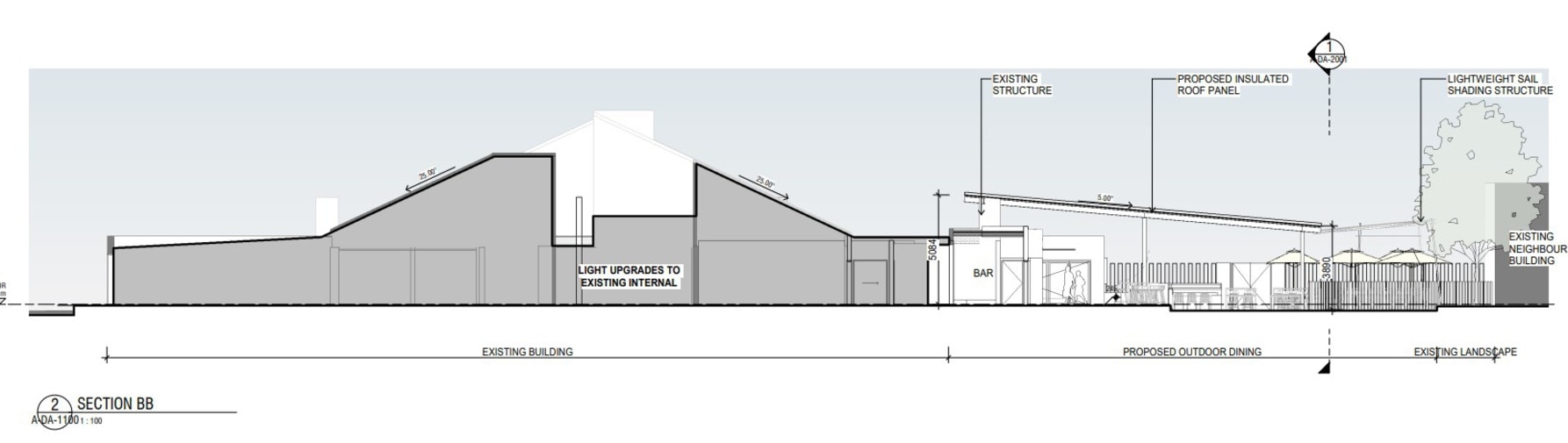 Plans by Buchan architects of the extension and renovations at Rockhampton's Berserker Tavern.