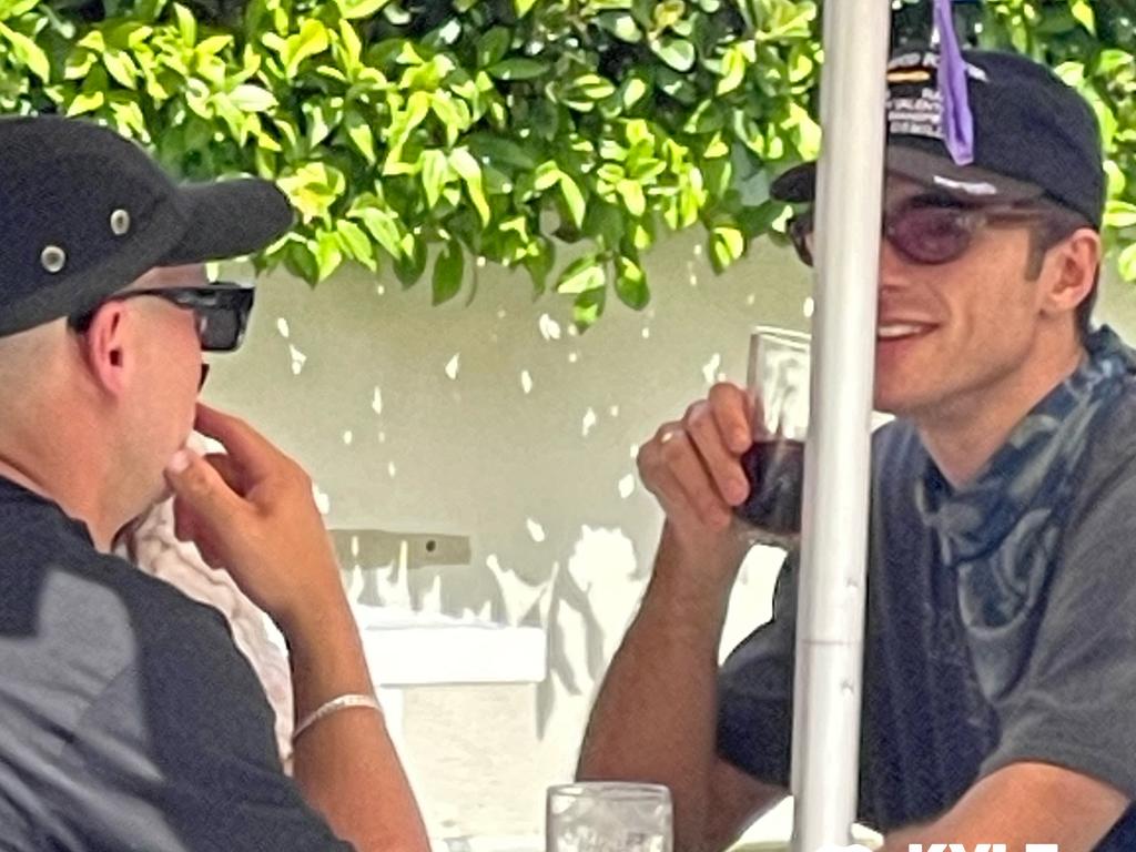 Elordi enjoying a drink at the Clovelly Hotel on Saturday. Picture: Kyle and Jackie O Show