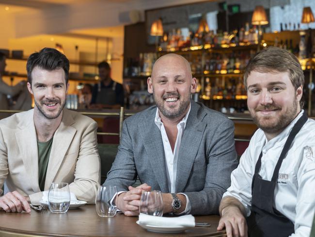 GM Alexander Cameron, Owner Andrew Becher and Head Chef Alexis Besseau. Picture: Matthew Vasilescu