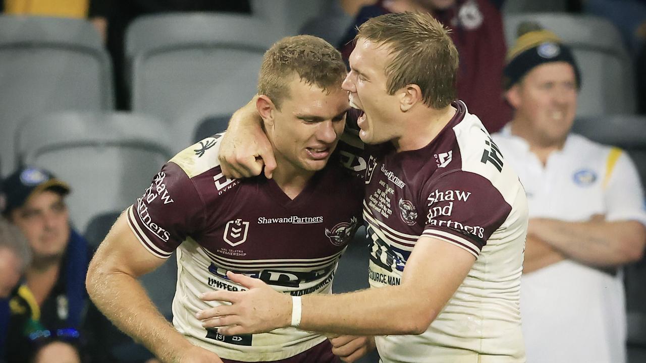 Manly stars Tom and Jake Trbojevic. (Photo by Mark Evans/Getty Images)