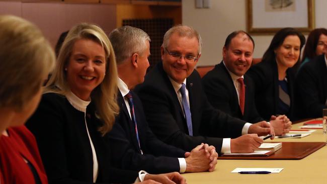 PM Scott Morrison speaking at a Cabinet meeting at Parliament House, Canberra. Picture Kym Smith