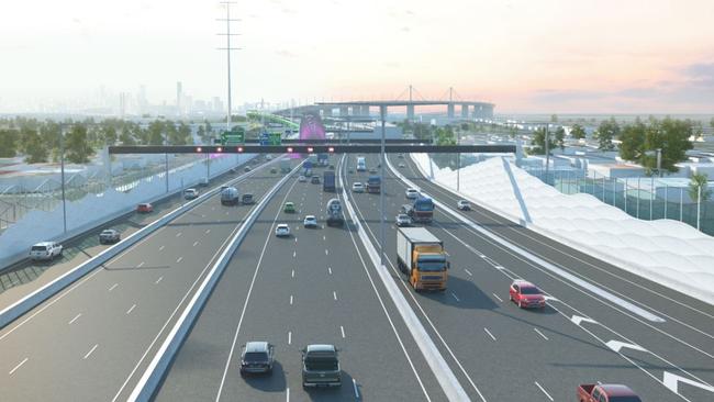 An artist impression of noise walls for the West Gate Tunnel project.