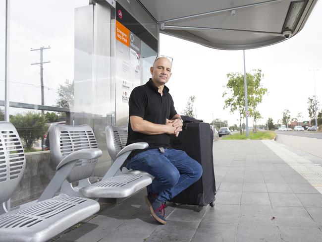 Joseph Pellizzeri waits in vain for a T80 bus to take him to Liverpool. Picture: Melvyn Knipe.