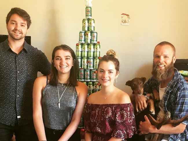 Amelia Blake (second from left) with friends at Christmas. Picture: Instagram