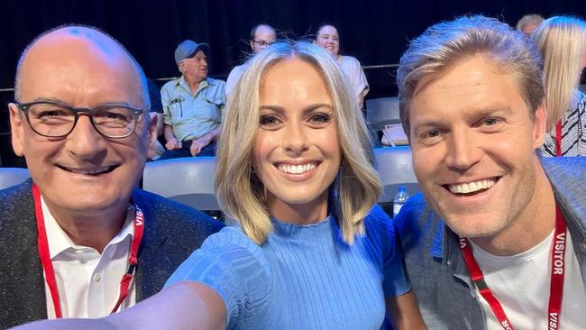 David Koch with Sylvia Jeffreys and Dr Chris Brown at the Australia Unites flood appeal telethon. Picture: Instagram