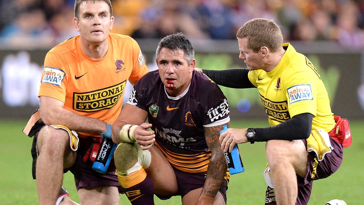 Corey Parker bleeds from the mouth after suffering a head knock in 2016.