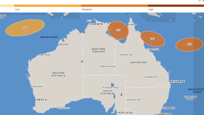 Chance of a tropical cyclone at 8pm on Sunday, February 2. Picture: Bureau of Meteorology