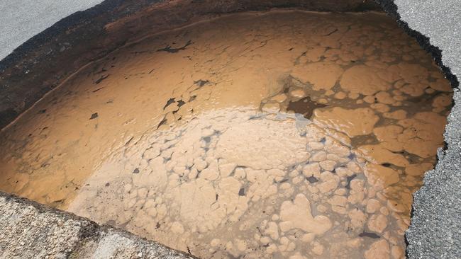 Sinkhole found on Endeavour esplanade, Scarborough. Source: Facebook.